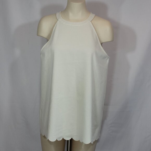 Anthropologie Eri & Ali Scalloped Top Eri + Ali white top ivory size Large - Picture 2 of 8